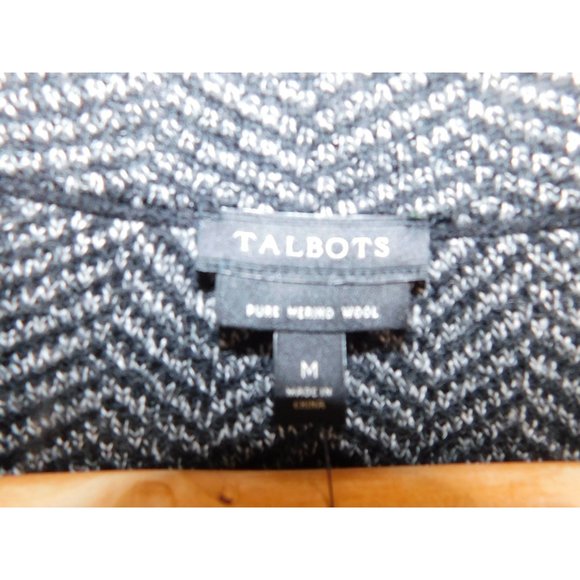 Talbots Merino Sweater Blazer- Herringbone Black & Grey Unlined Medium NWT - Picture 6 of 10